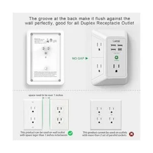 LVETEK Cargador de pared USB protector de sobretensión_2