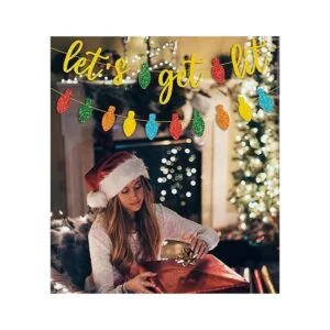 JOZON Letrero dorado con purpurina Lets Get Lit y_7