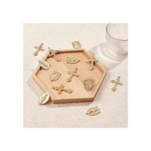 SUNNYCLUE 40 piezas de rosario de estilo tibetano dorado_4