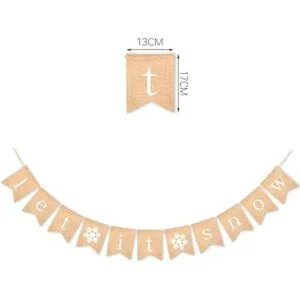 SWYOUN Burlap Let It Snow Banner con copo de nieve de_4