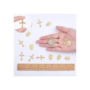 SUNNYCLUE 40 piezas de rosario de estilo tibetano dorado_3