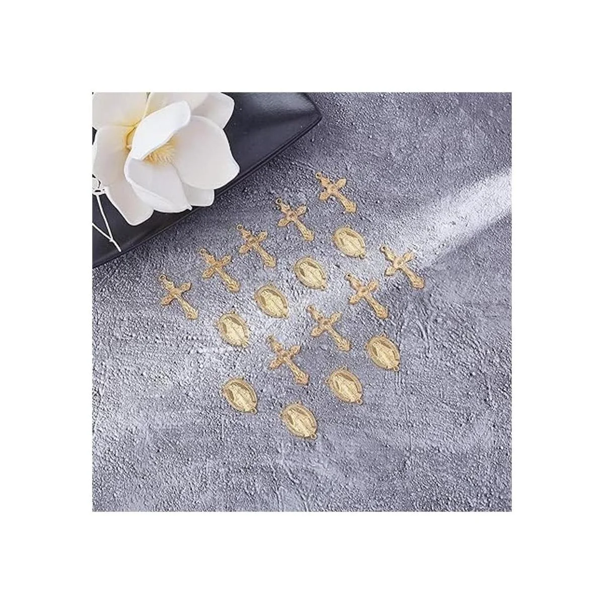 SUNNYCLUE 40 piezas de rosario de estilo tibetano dorado_5