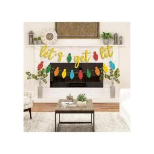 JOZON Letrero dorado con purpurina Lets Get Lit y_5