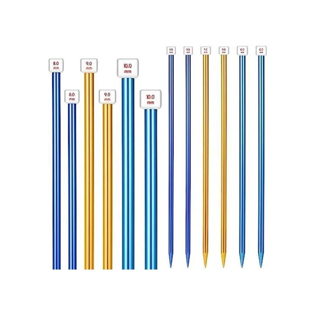 Juego de 6 piezas3 pares de agujas de tejer rectas de_1