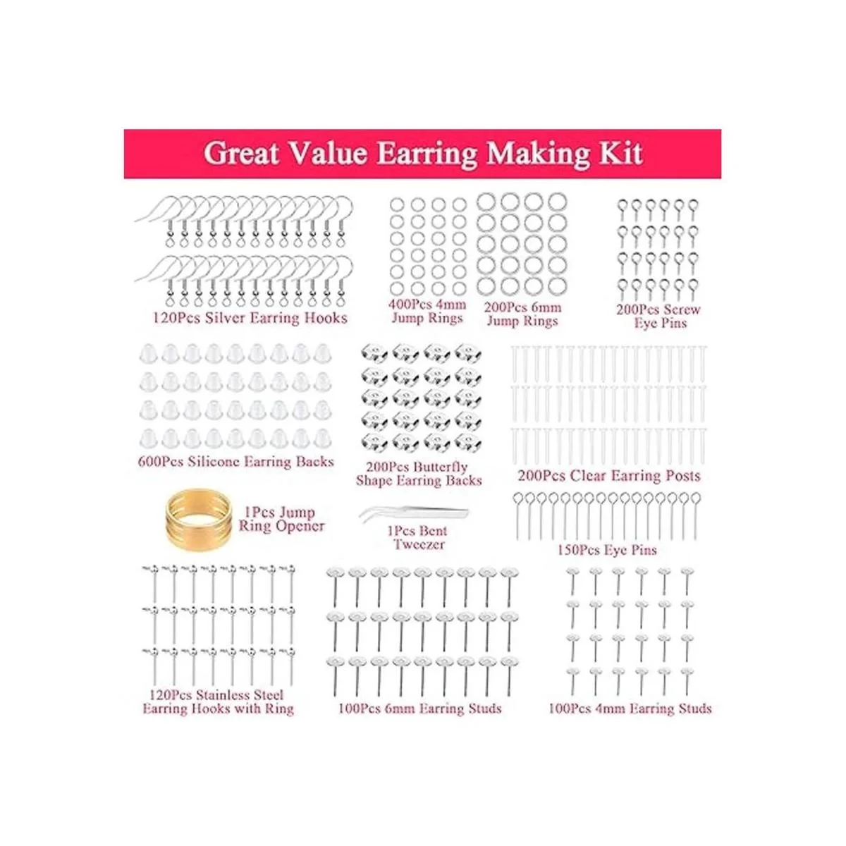 Cludoo Kit de fabricación de aretes 2393 ganchos_3