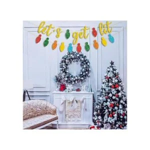 JOZON Letrero dorado con purpurina Lets Get Lit y_6