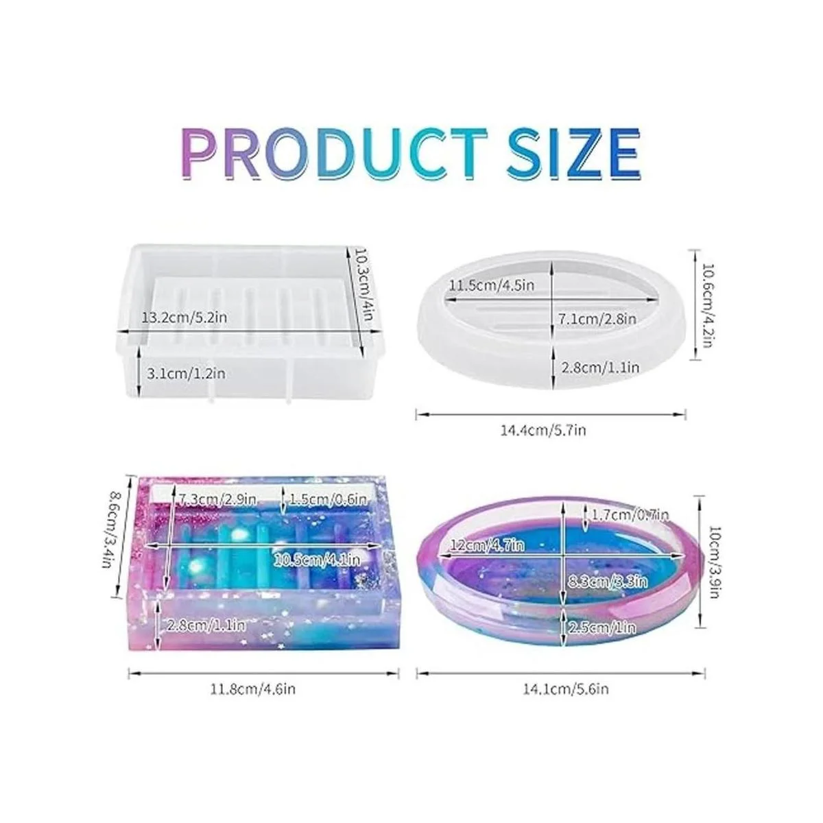 NiArt Paquete de 2 jaboneras ovaladas y rectangulares_6