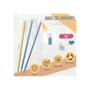 Juego de 6 piezas3 pares de agujas de tejer rectas de_2