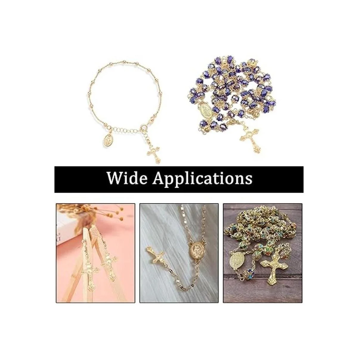 SUNNYCLUE 40 piezas de rosario de estilo tibetano dorado_6