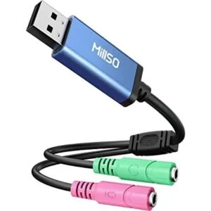 MillSO Adaptador de audio externo USB a 0.138 in TRS_1