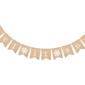 SWYOUN Burlap Let It Snow Banner con copo de nieve de_3