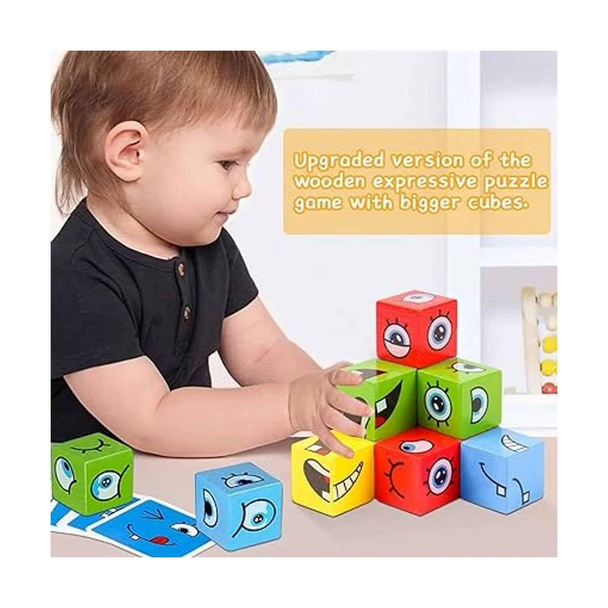 Rompecabezas de bloques a juego con expresiones de madera_4