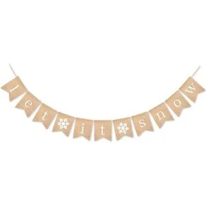 SWYOUN Burlap Let It Snow Banner con copo de nieve de_1