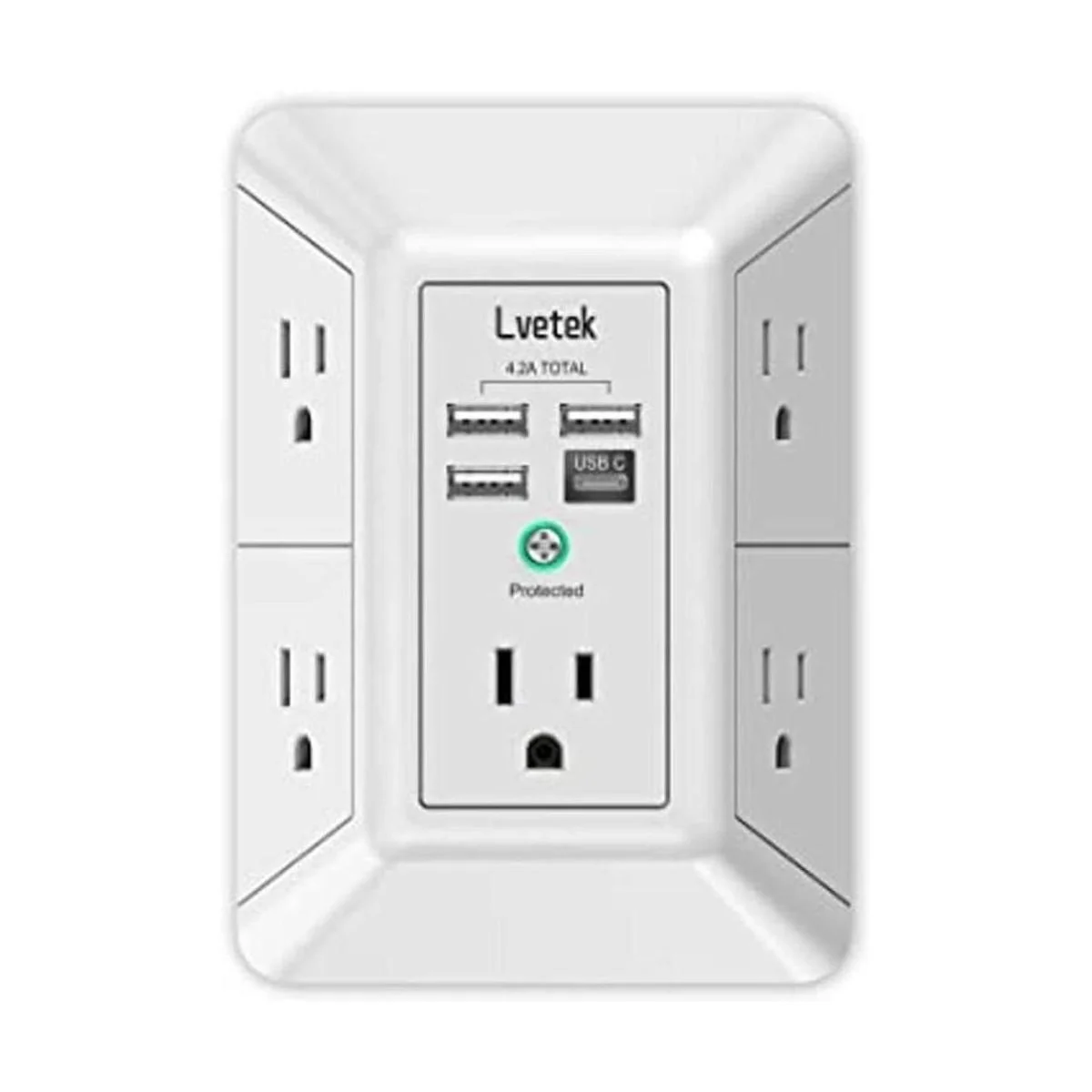 LVETEK Cargador de pared USB protector de sobretensión_1