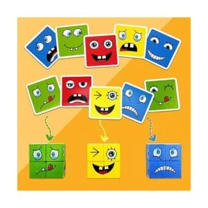 Rompecabezas de bloques a juego con expresiones de madera_3