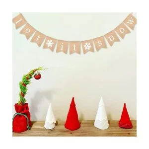 SWYOUN Burlap Let It Snow Banner con copo de nieve de_2