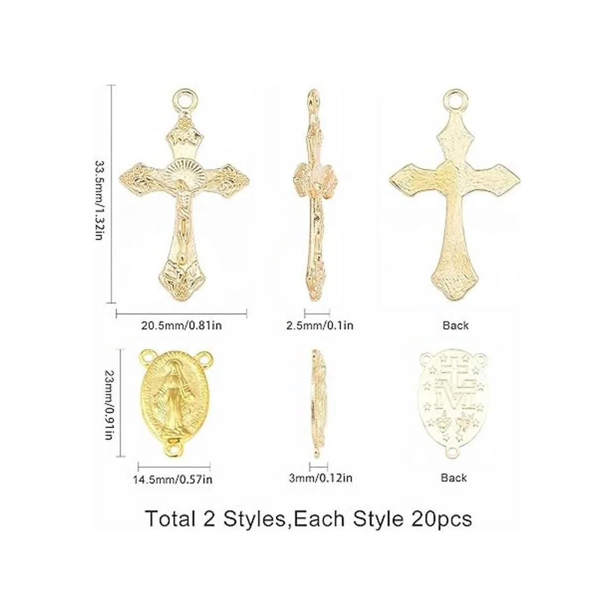 SUNNYCLUE 40 piezas de rosario de estilo tibetano dorado_2