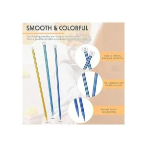 Juego de 6 piezas3 pares de agujas de tejer rectas de_3