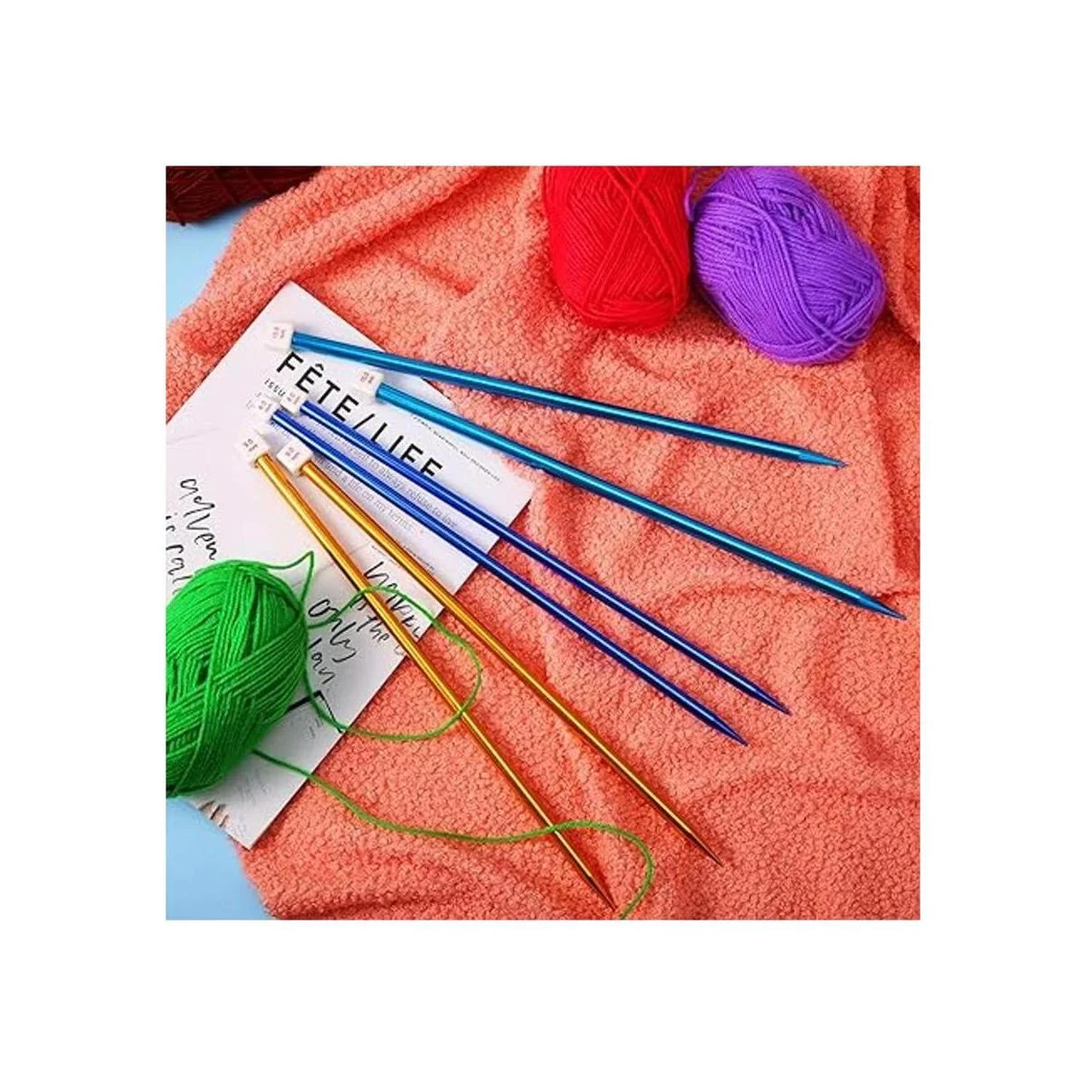 Juego de 6 piezas3 pares de agujas de tejer rectas de_6