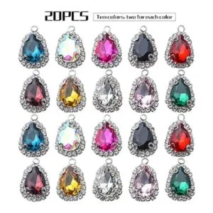 20 colgantes de abalorios de cristal con forma de gota de_2