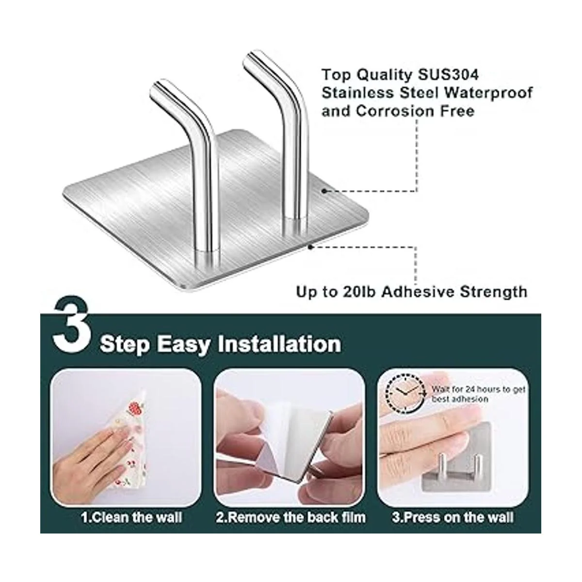 YasTant 4 ganchos autoadhesivos de pared para afeitar_6