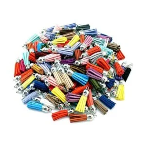OZXCHIXU 150 borlas de cuero para llavero abalorios_1