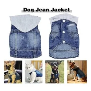 Ropa para mascotas chaqueta de mezclilla azul fresco con_4