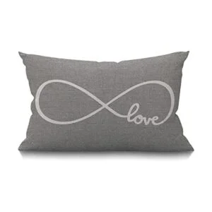 Smooffly Funda de almohada rústica gris amor lumbar de_1