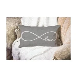 Smooffly Funda de almohada rústica gris amor lumbar de_2