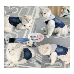 Ropa para mascotas chaqueta de mezclilla azul fresco con_7