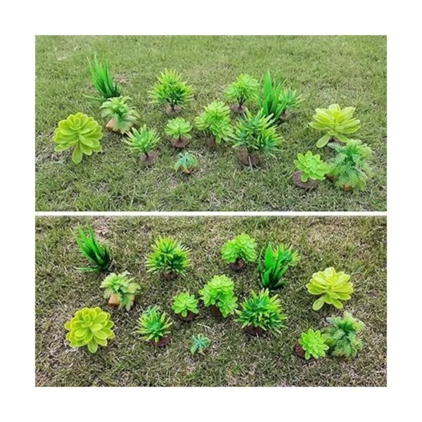 Saktopdeco 16 piezas de árboles en miniatura de plástico_6