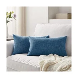 Juego de 2 fundas de almohada azules de 12 x 20 pulgadas_1