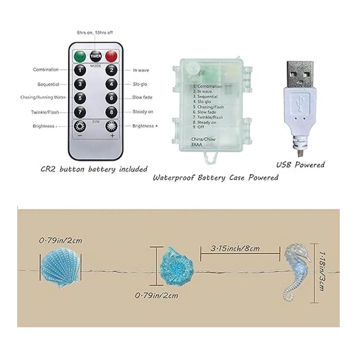 Guirnalda de luces de hongos 40 luces LED de 13 pies_3