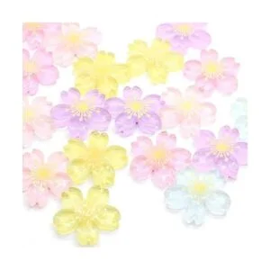 MSCFTFB 50 abalorios de resina de flores Sakura cuentas de_3