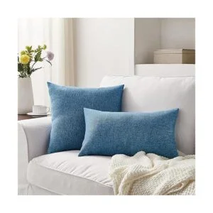Juego de 2 fundas de almohada azules de 12 x 20 pulgadas_2