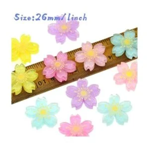 MSCFTFB 50 abalorios de resina de flores Sakura cuentas de_2