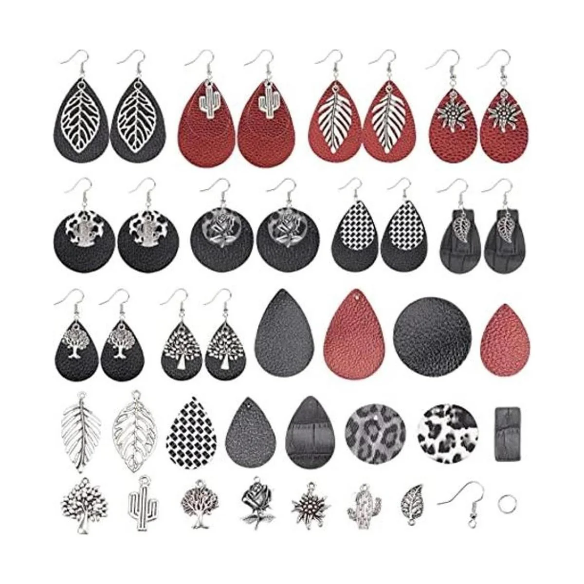 SUNNYCLUE DIY Make 10 pares de aretes redondos de cuero_1