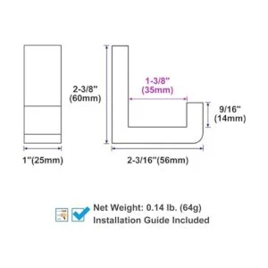 Gancho de toalla para bata color negro mate ángulo_2