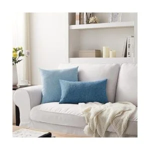 Juego de 2 fundas de almohada azules de 12 x 20 pulgadas_3