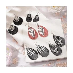 SUNNYCLUE DIY Make 10 pares de aretes redondos de cuero_5