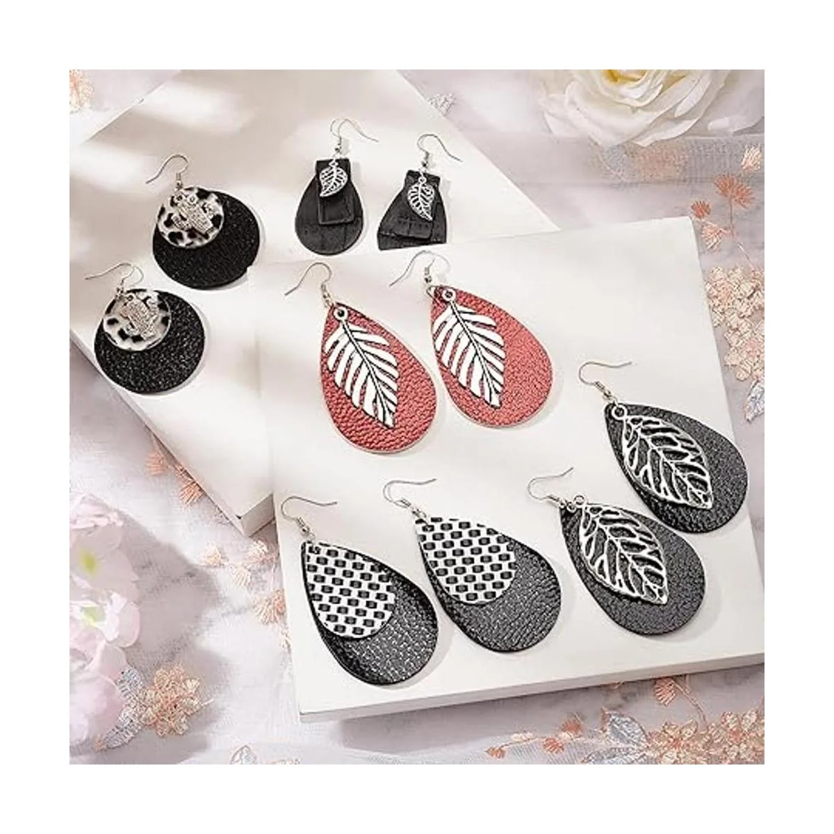 SUNNYCLUE DIY Make 10 pares de aretes redondos de cuero_5