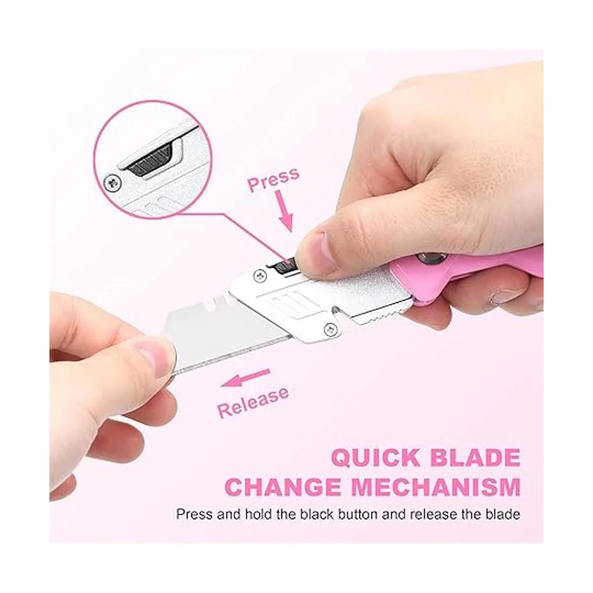 TOPLINE Cuchillo plegable rosa cortador de caja rosa_2