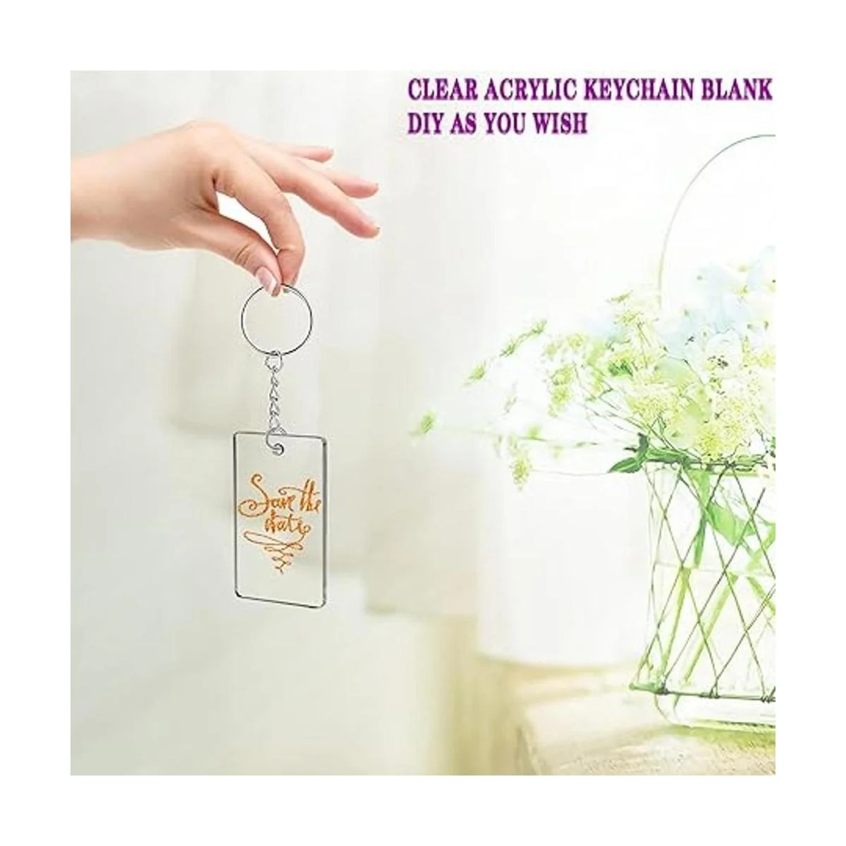 ArtCute 90 llaveros de acrílico transparente rectangulares_4