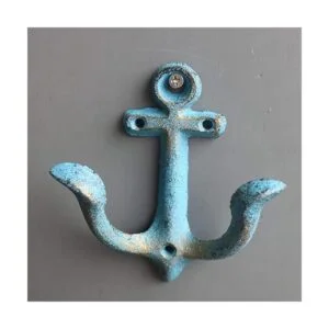 Realideas Perchero de pared con diseño de ancla náutica_4