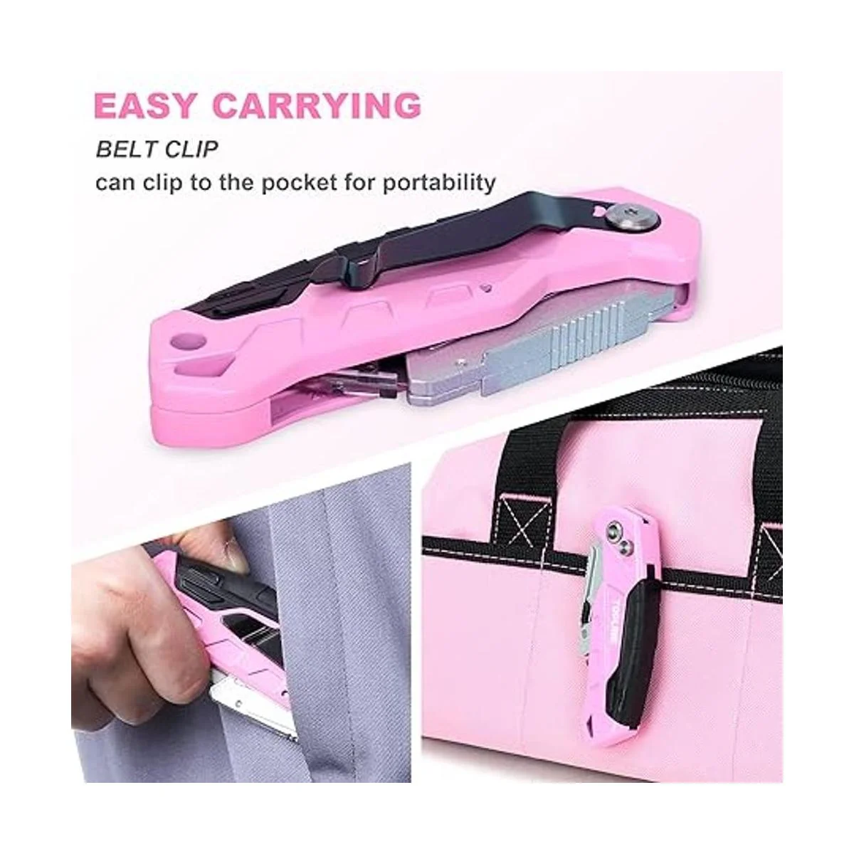 TOPLINE Cuchillo plegable rosa cortador de caja rosa_6