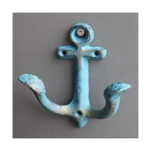 Realideas Perchero de pared con diseño de ancla náutica_5