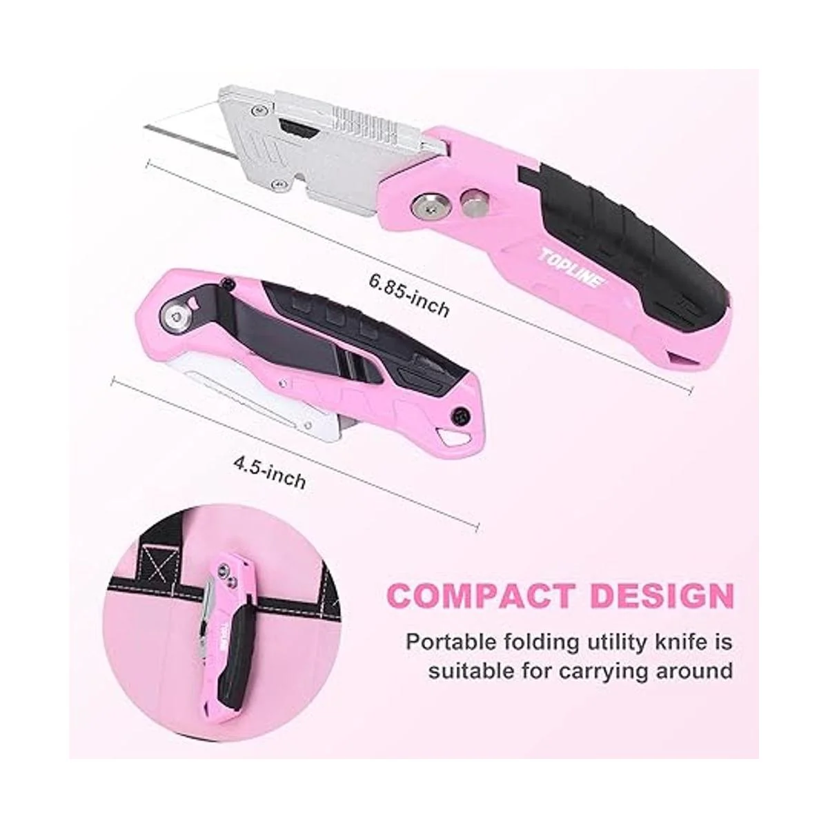 TOPLINE Cuchillo plegable rosa cortador de caja rosa_5