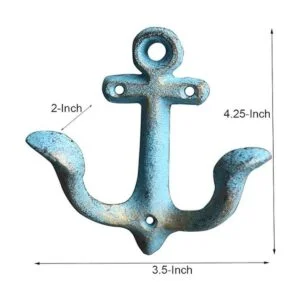 Realideas Perchero de pared con diseño de ancla náutica_7