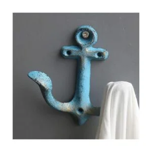Realideas Perchero de pared con diseño de ancla náutica_6