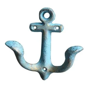 Realideas Perchero de pared con diseño de ancla náutica_3